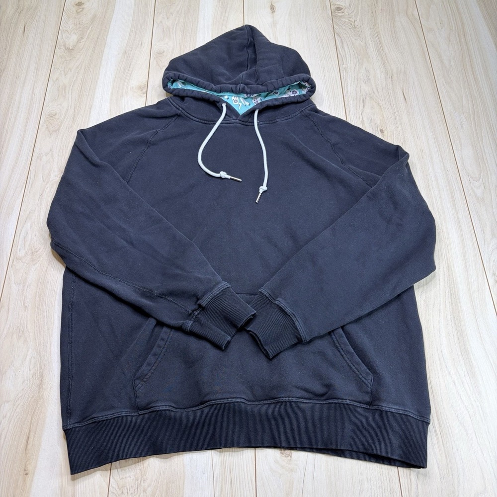 Barstool Sports Men's Pullover Hoodie XL Black Turquoise Hood Lining Pockets